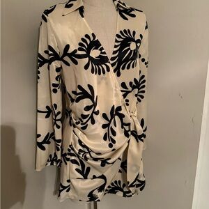 Zara Black and Cream Floral Dress